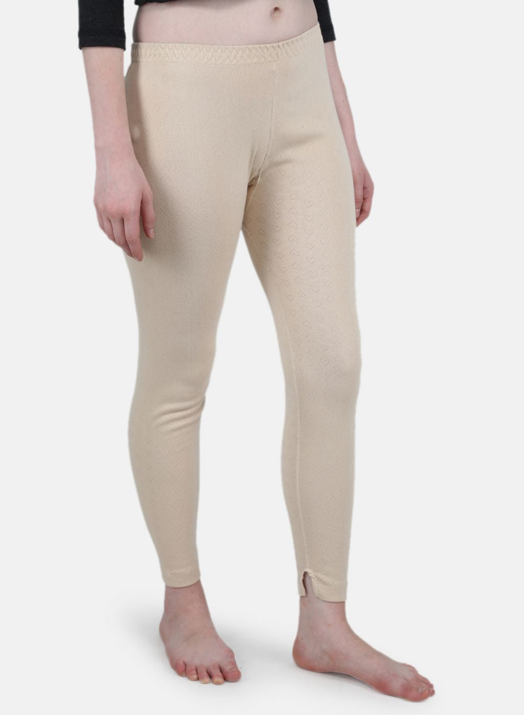 Women Beige Solid Thermal Lower