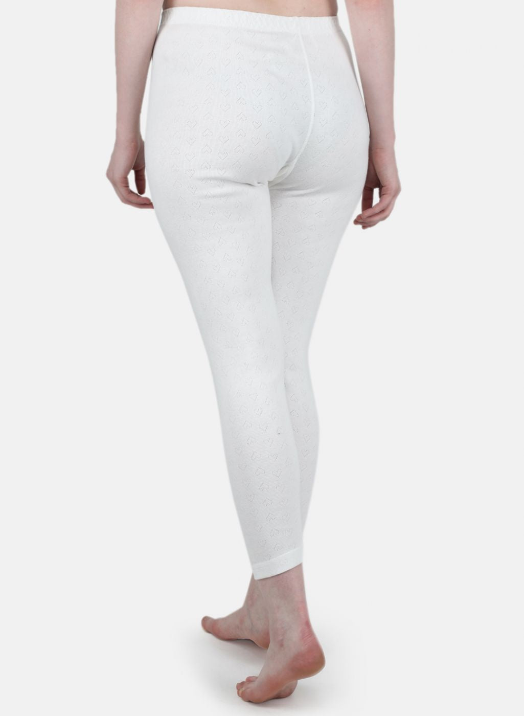 Women Off White Solid Thermal Lower