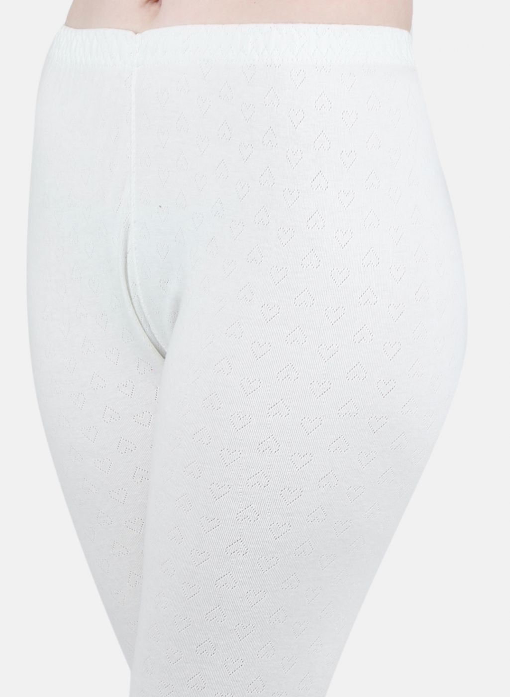 Women Off White Solid Thermal Lower