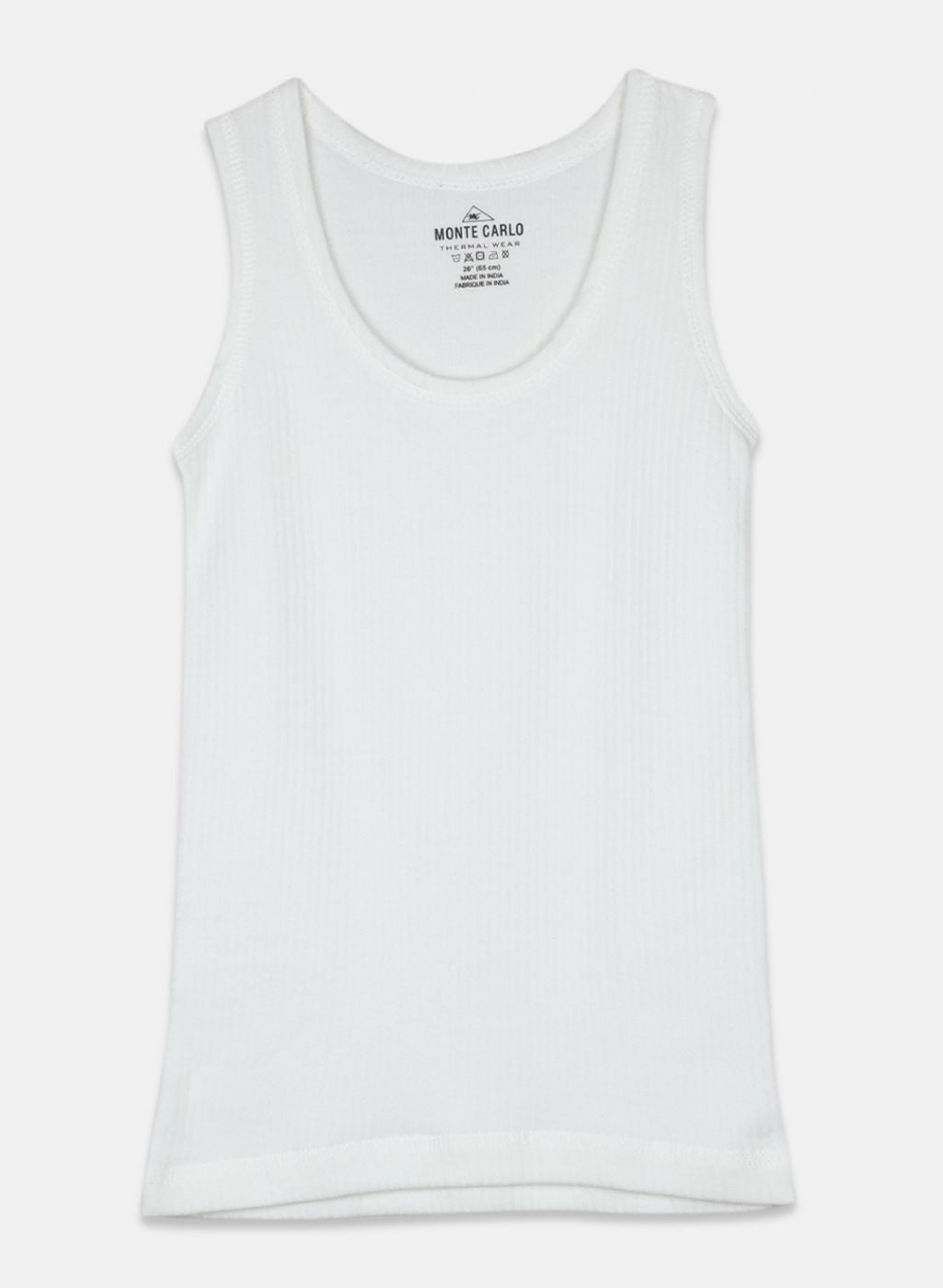 Boys Off White Solid Thermal Vest