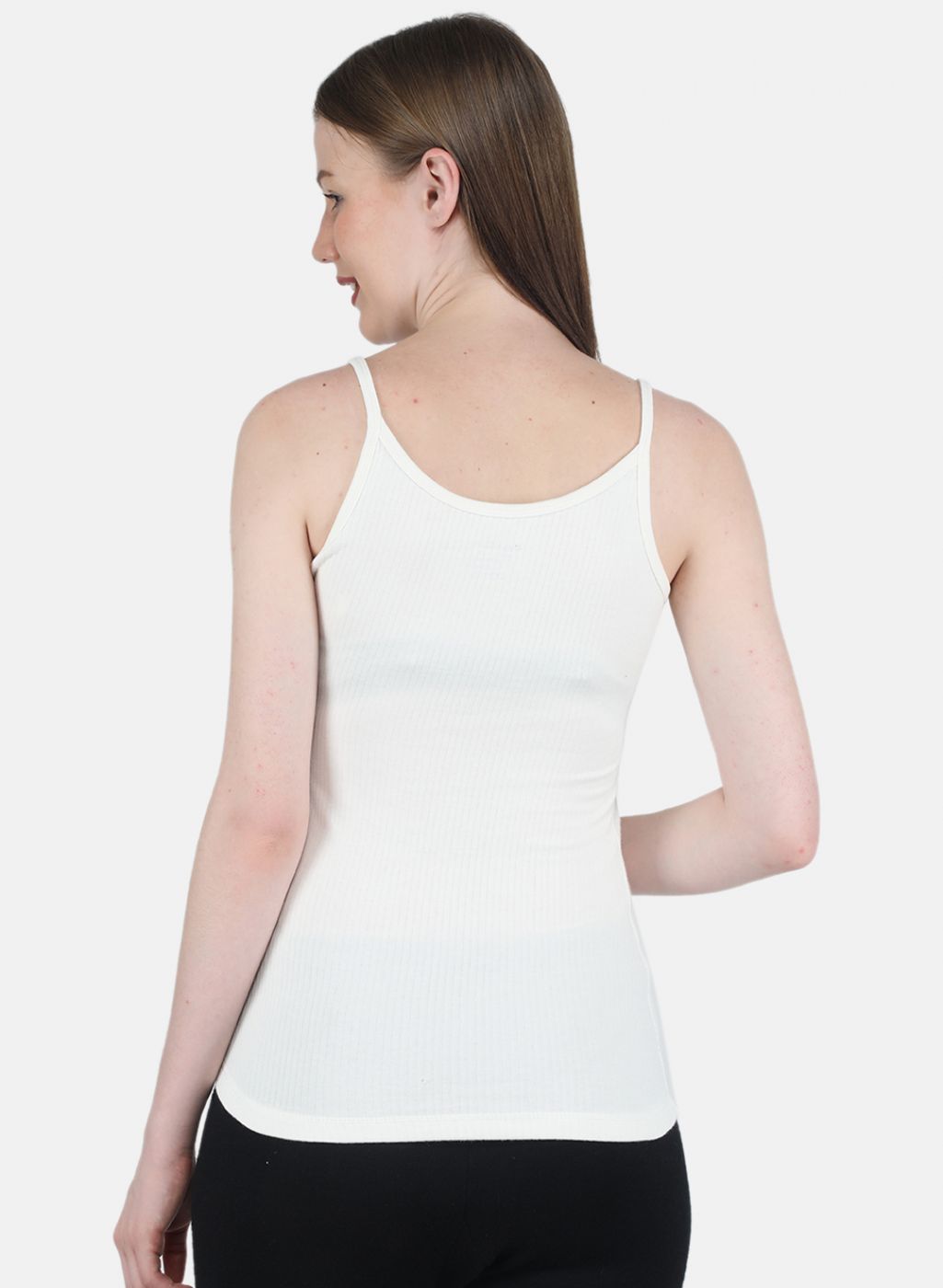 Women Off White Solid Thermal Camisole