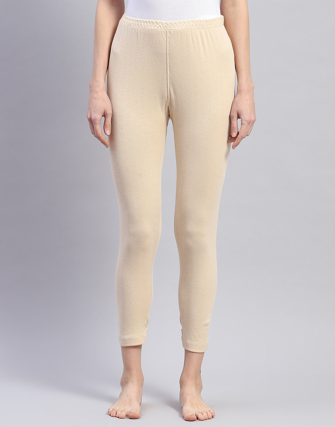 Women Beige Solid Thermal Lower