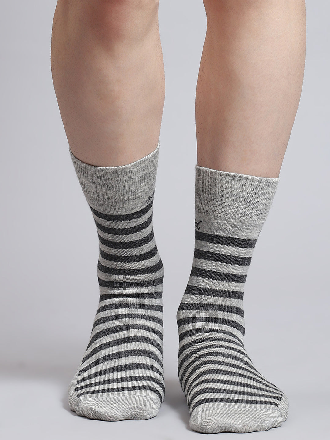 Men Pure Wool Stripe Mid Calf Length Socks (1 Pair)