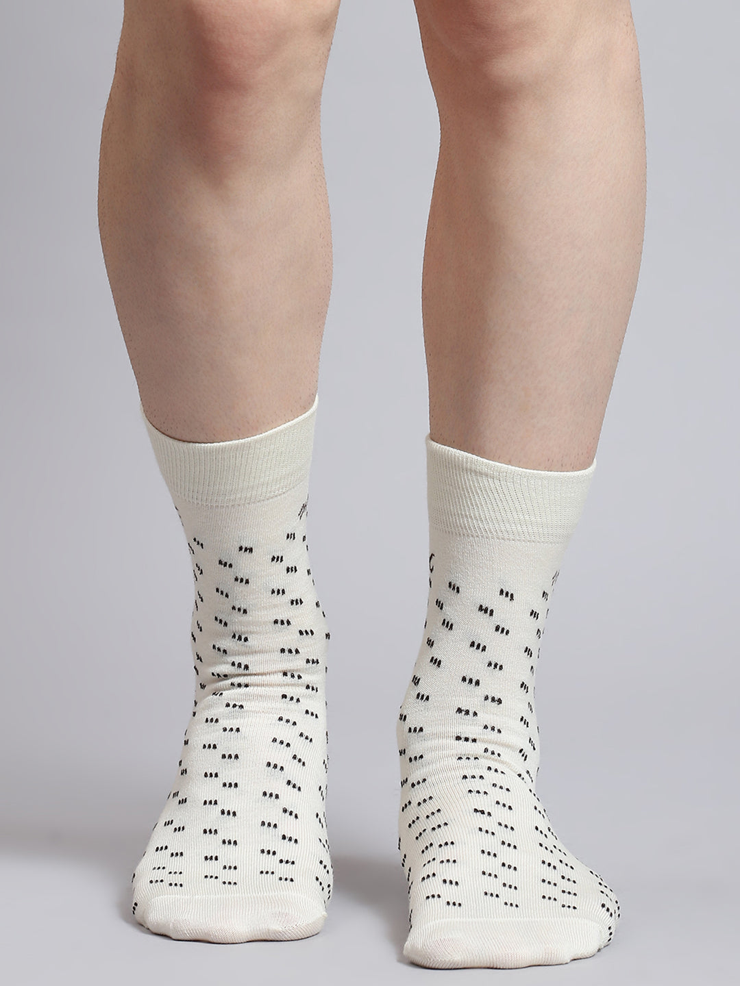 Men Pure Wool Printed Mid Calf Length Socks (1 Pair)