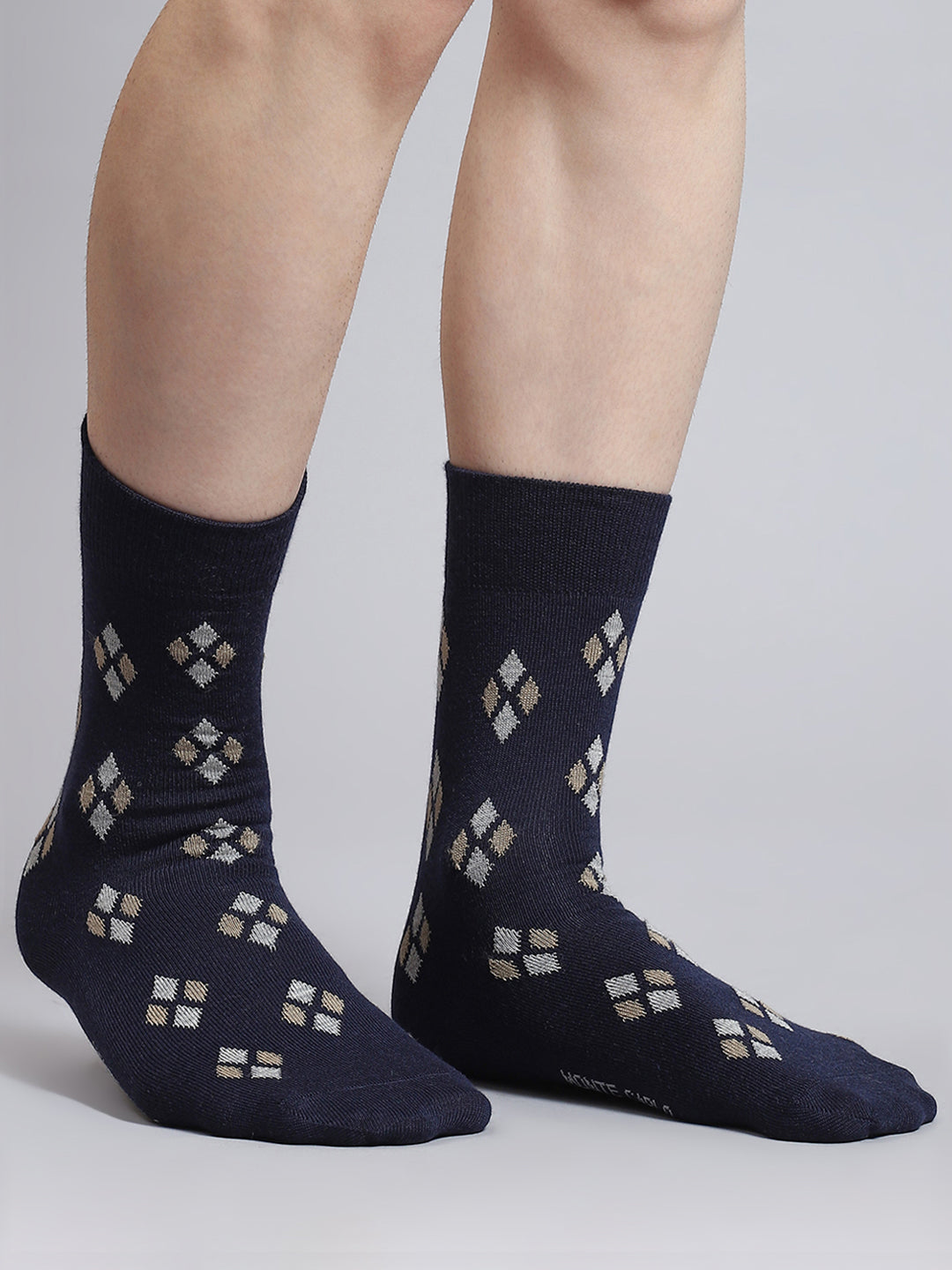 Men Pure Wool Printed Mid Calf Length Socks (1 Pair)