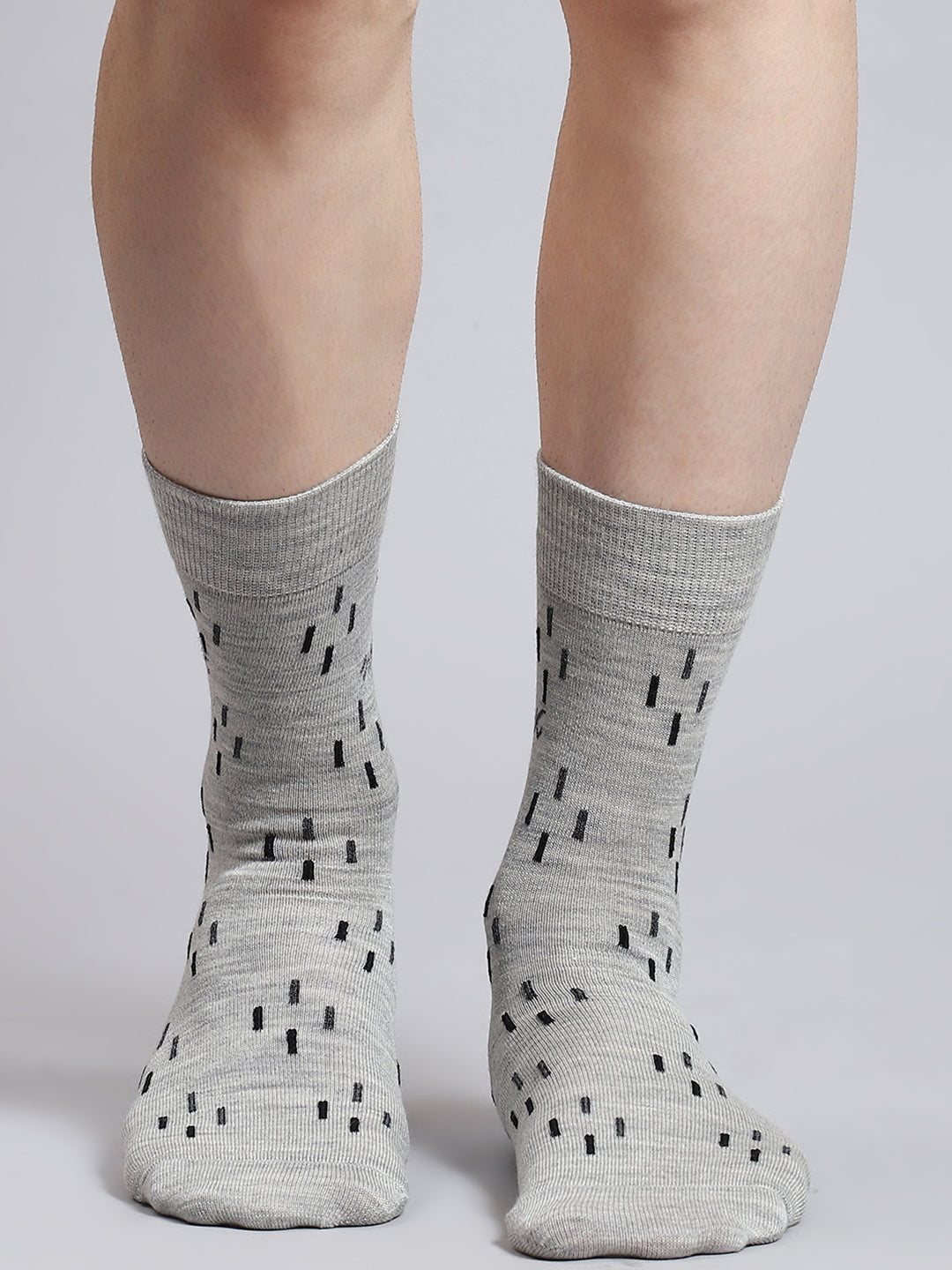 Men Pure Wool Printed Mid Calf Length Socks (1 Pair)