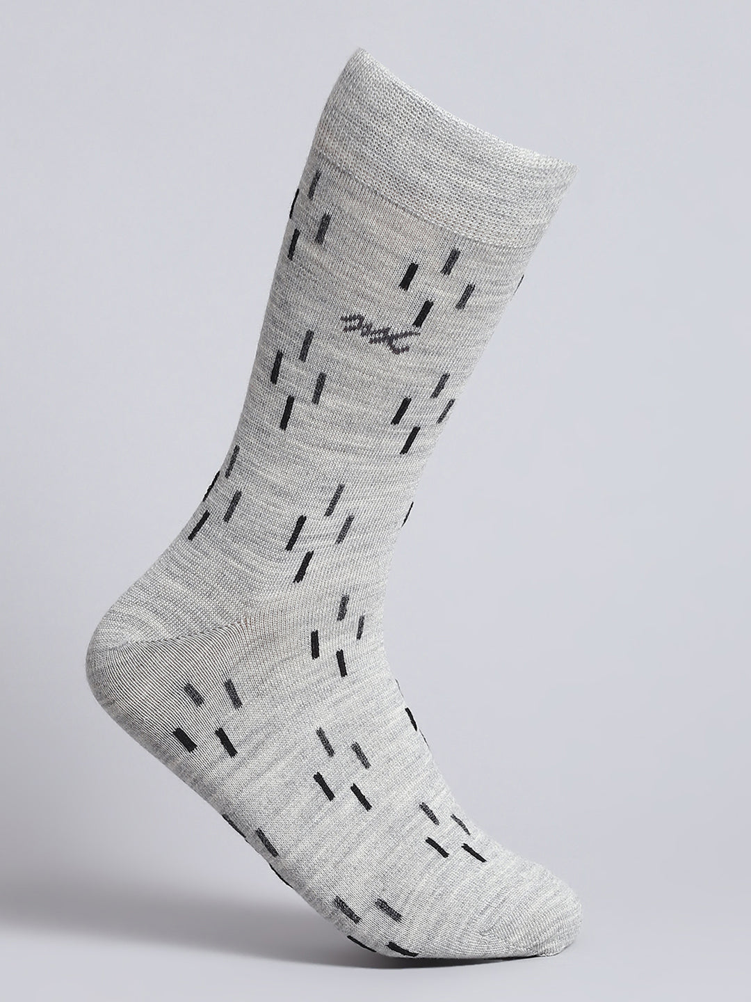 Men Pure Wool Printed Mid Calf Length Socks (1 Pair)