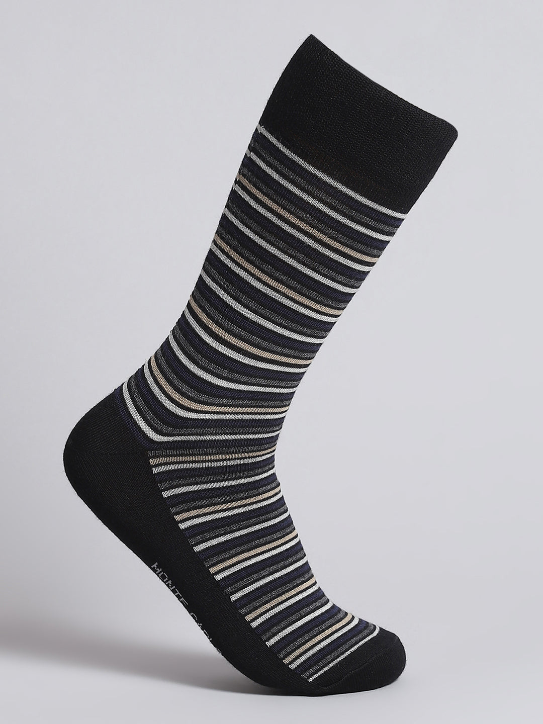 Men Pure Wool Stripe Mid Calf Length Socks (1 Pair)