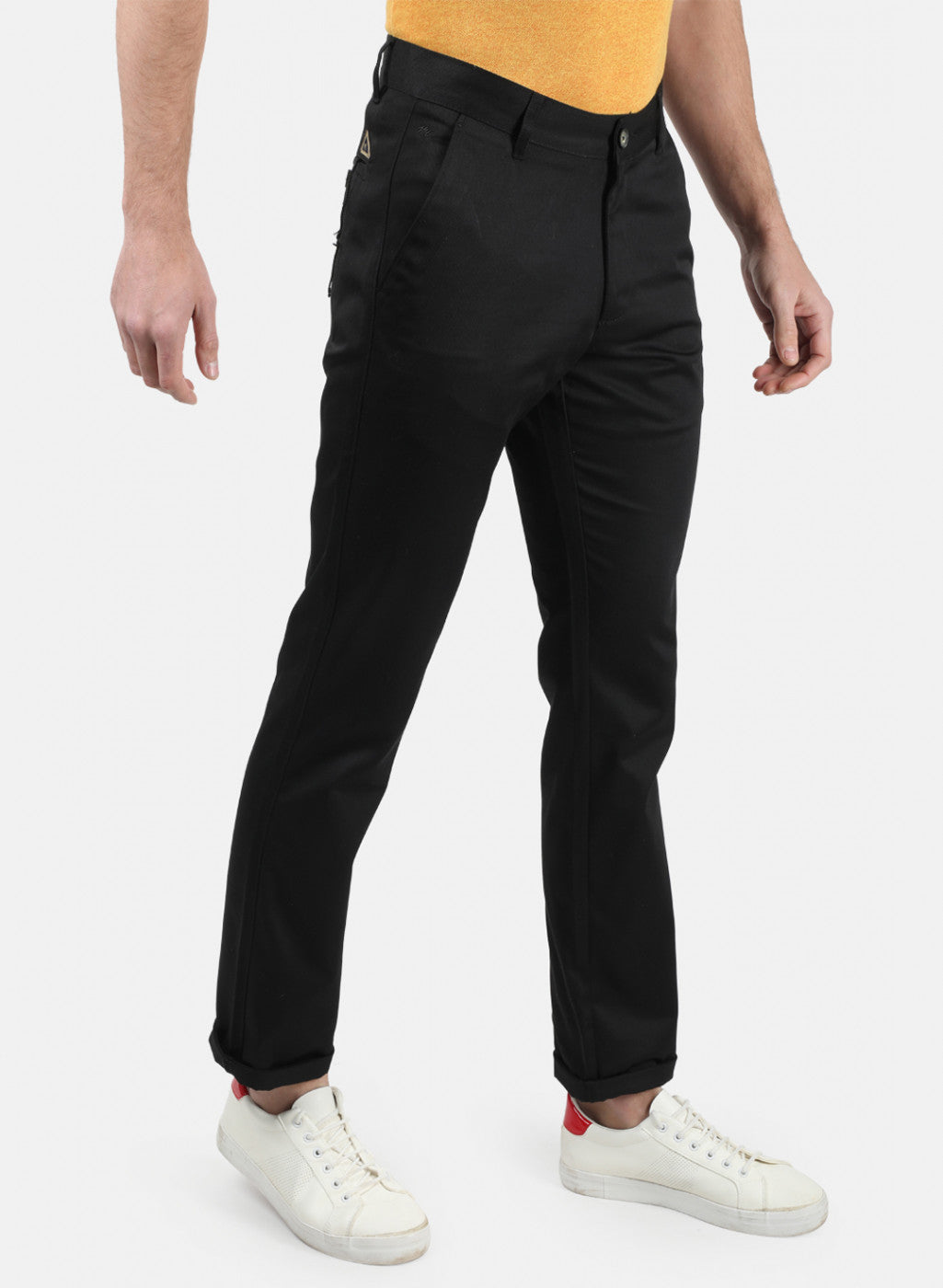 Men Black Plain Trousers