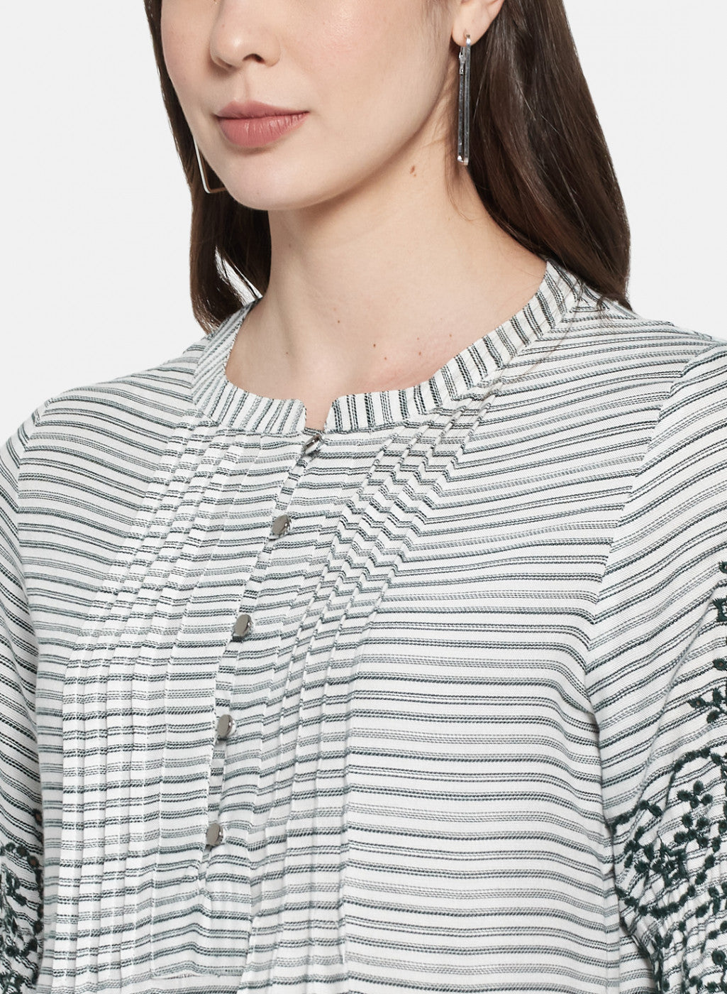 Womens Off White Embroidered Top