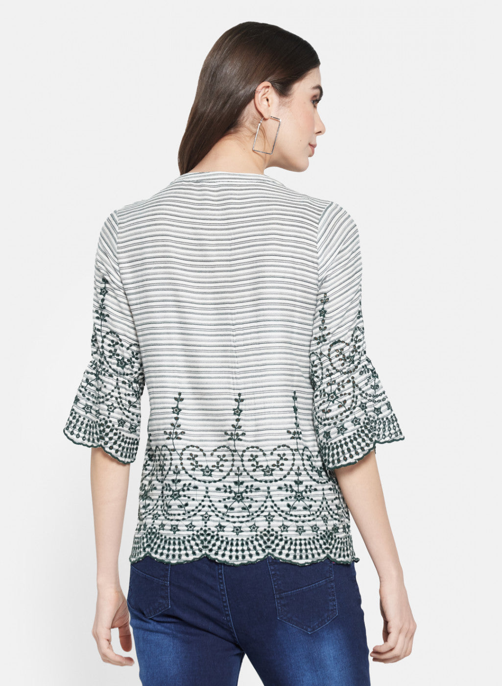 Womens Off White Embroidered Top