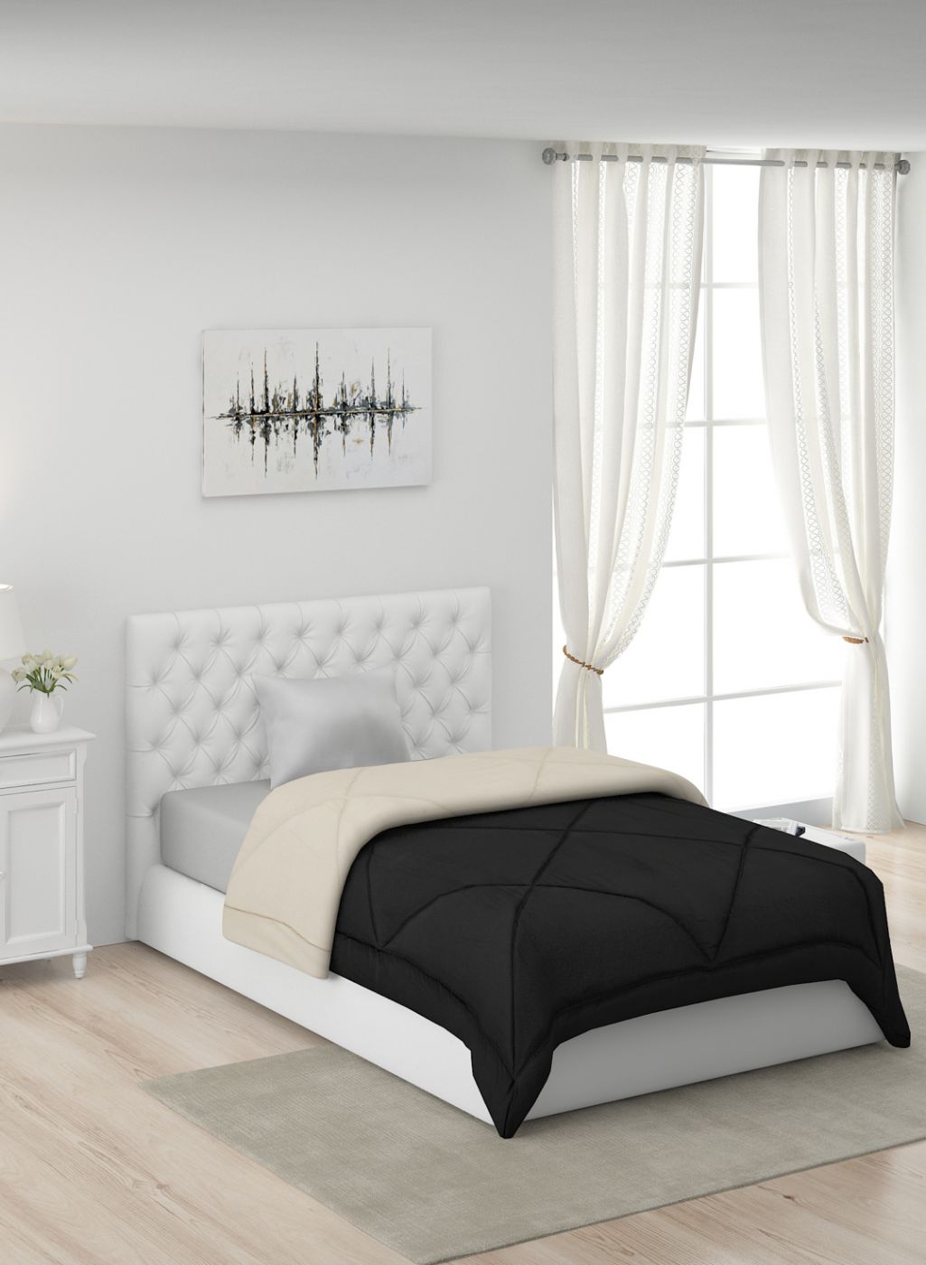 Solid Microfibre Single Comforter for Mild Winter