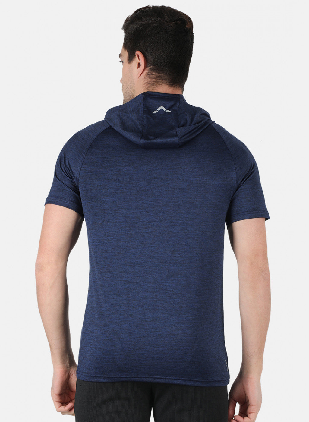 Rock.it Men Navy Blue Self Design Hooded T-Shirt
