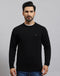 Men Black Solid Round Neck Full Sleeve Pullover