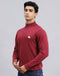 Men Red Solid Turtle Neck Full Sleeve Pullover