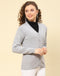 Women Grey Solid V Neck Full Sleeve Cardigan