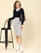 Women Navy Blue Solid V Neck Full Sleeve Blouse