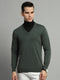 Luxuria Men Olive Solid V Neck Full Sleeve Pullover