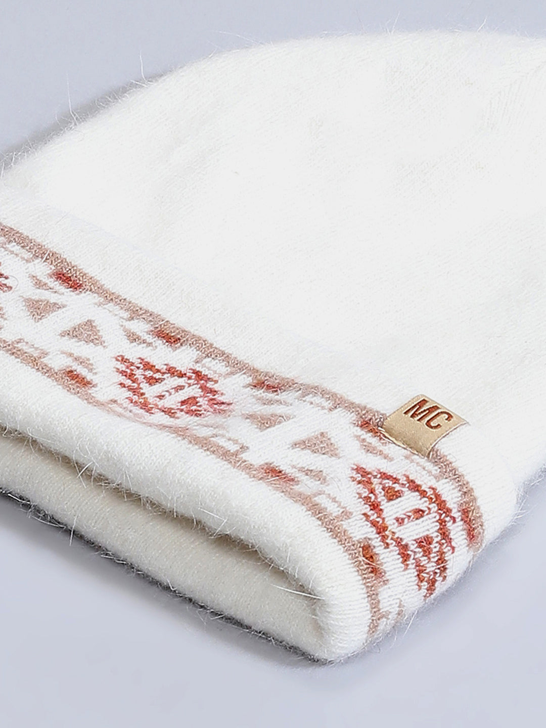 Men White Self Design Cap