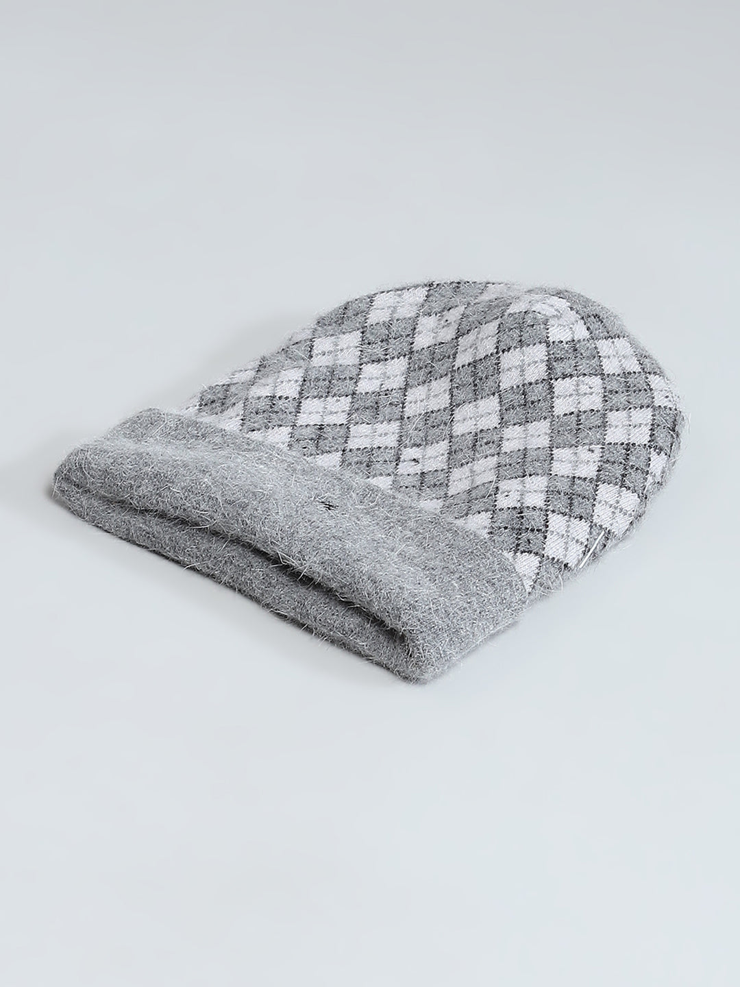 Men Grey Self Design Cap
