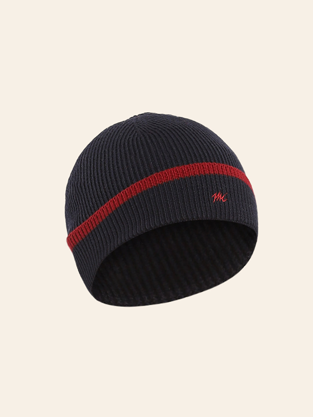 Men Navy Blue Self Design Cap