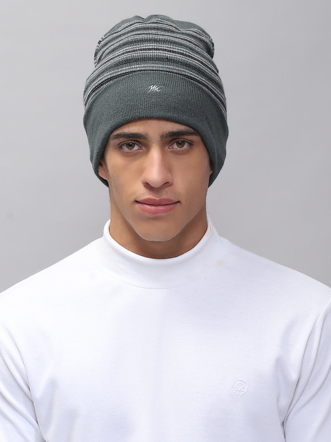 Men Green Self Design Cap