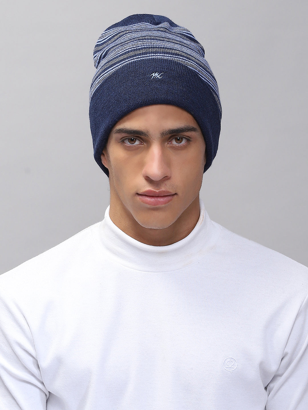 Men Blue Self Design Cap