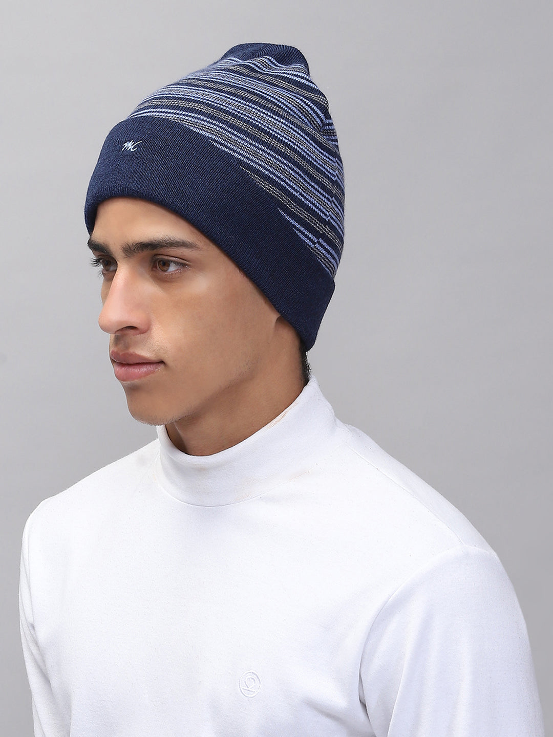 Men Blue Self Design Cap