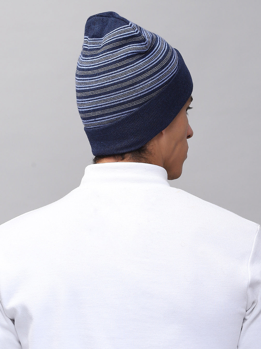 Men Blue Self Design Cap