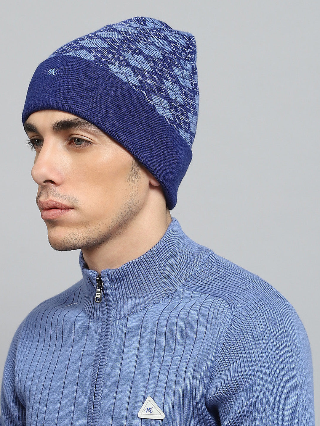 Men Blue Self Design Cap