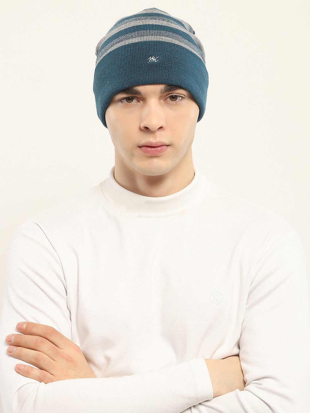 Men Green Self Design Cap