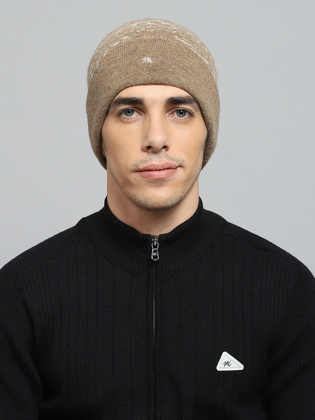 Men Brown Self Design Cap