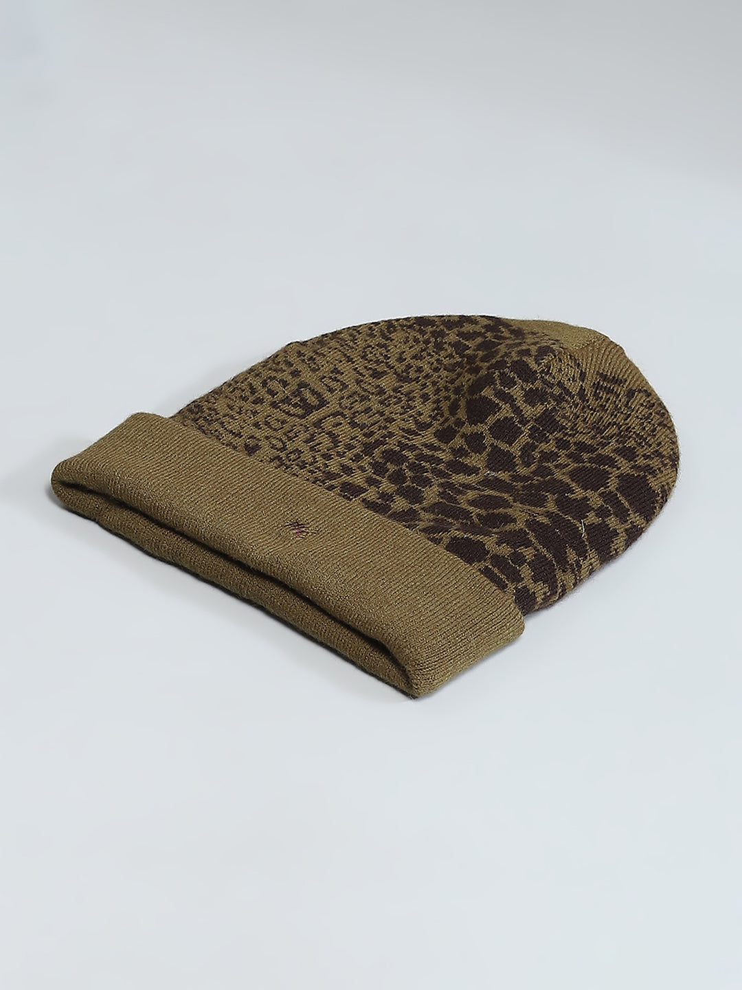 Men Olive Self Design Cap