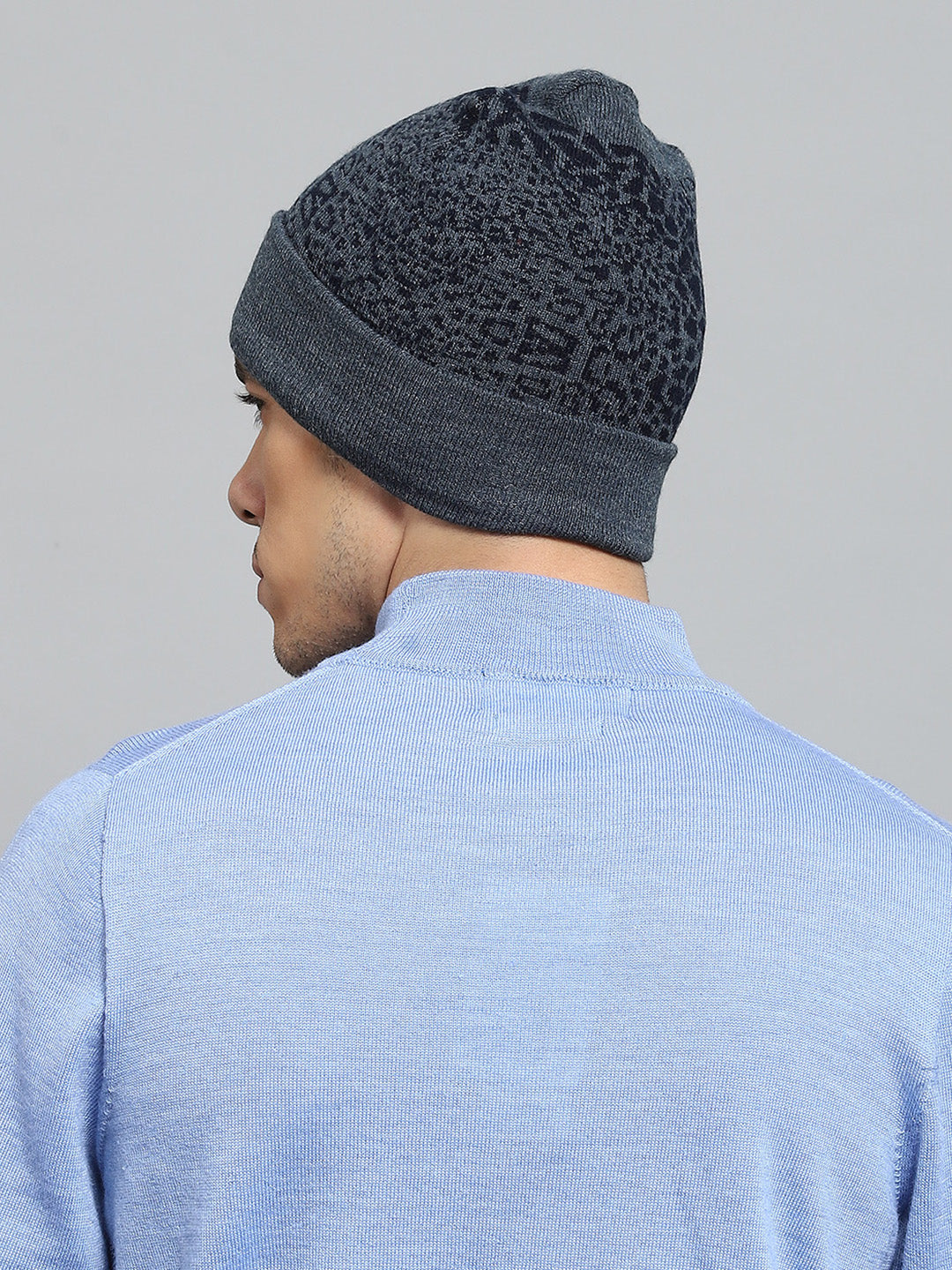 Men Blue Self Design Cap