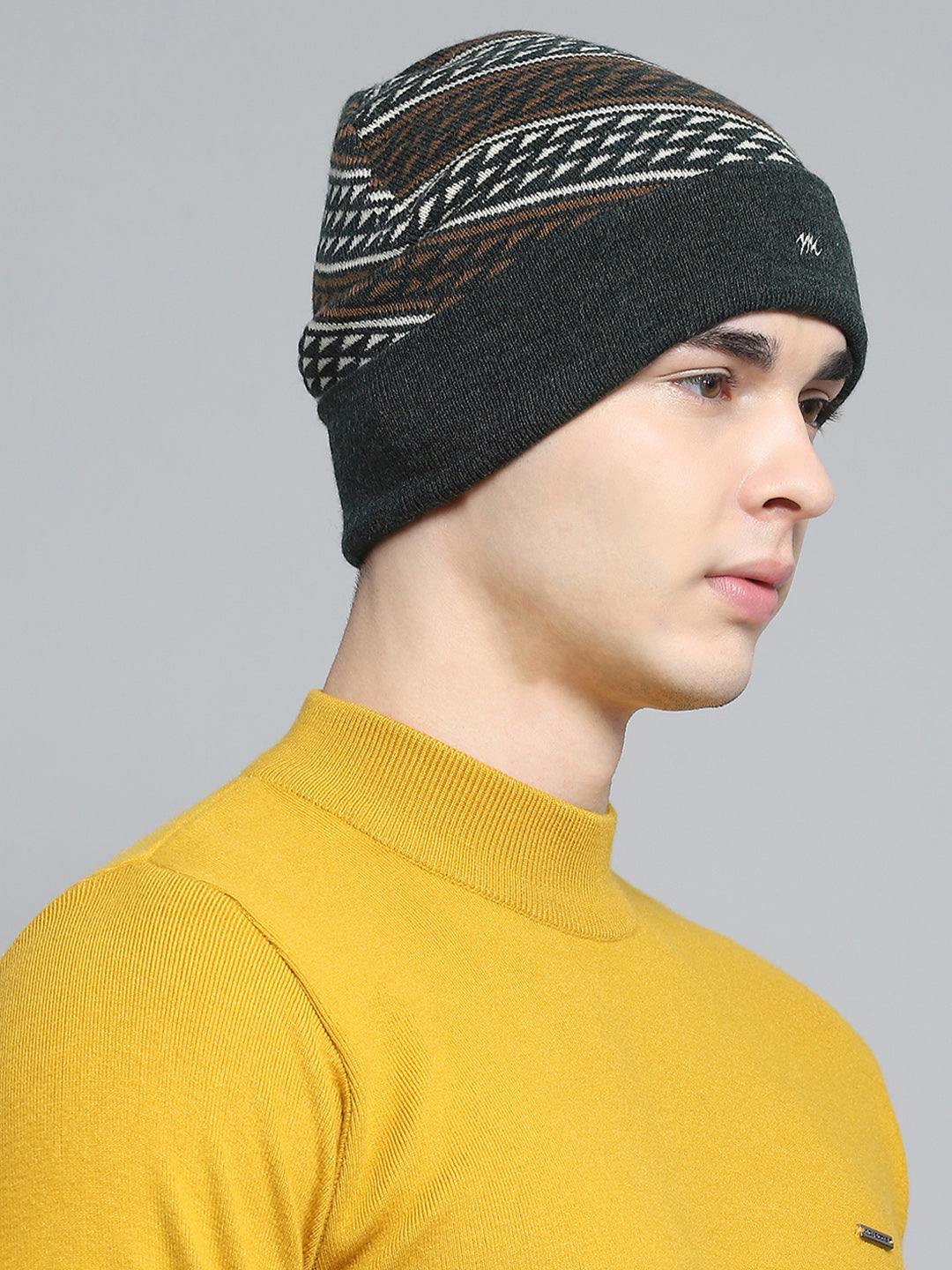 Men Green Self Design Cap