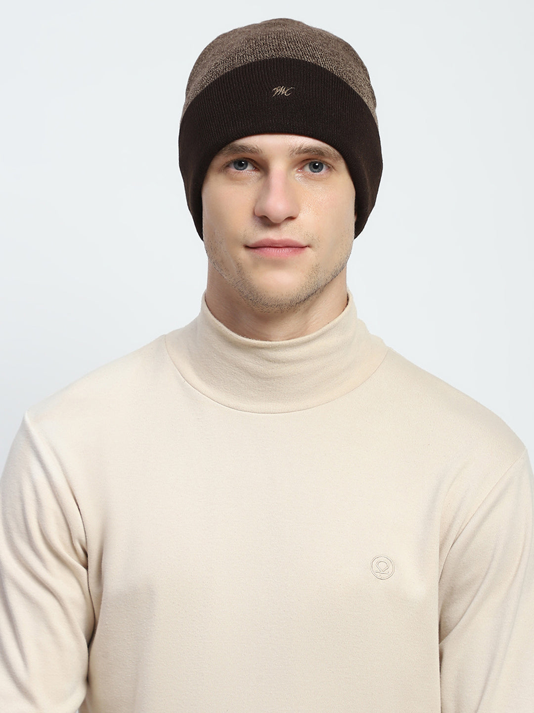 Men Brown Self Design Cap