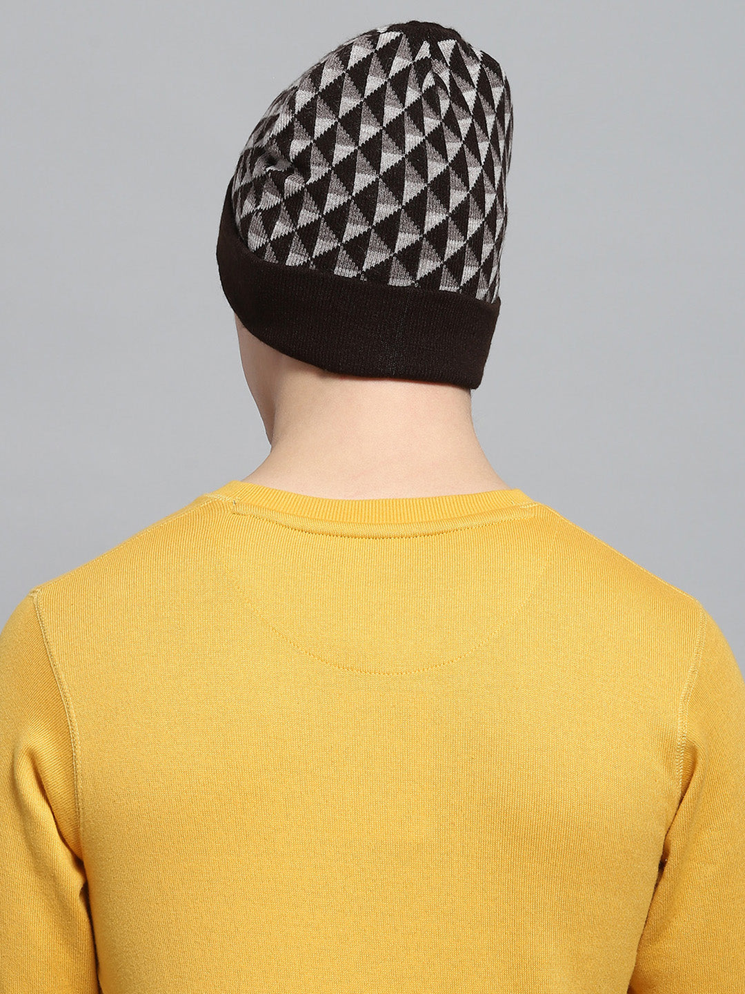 Men Brown Self Design Cap