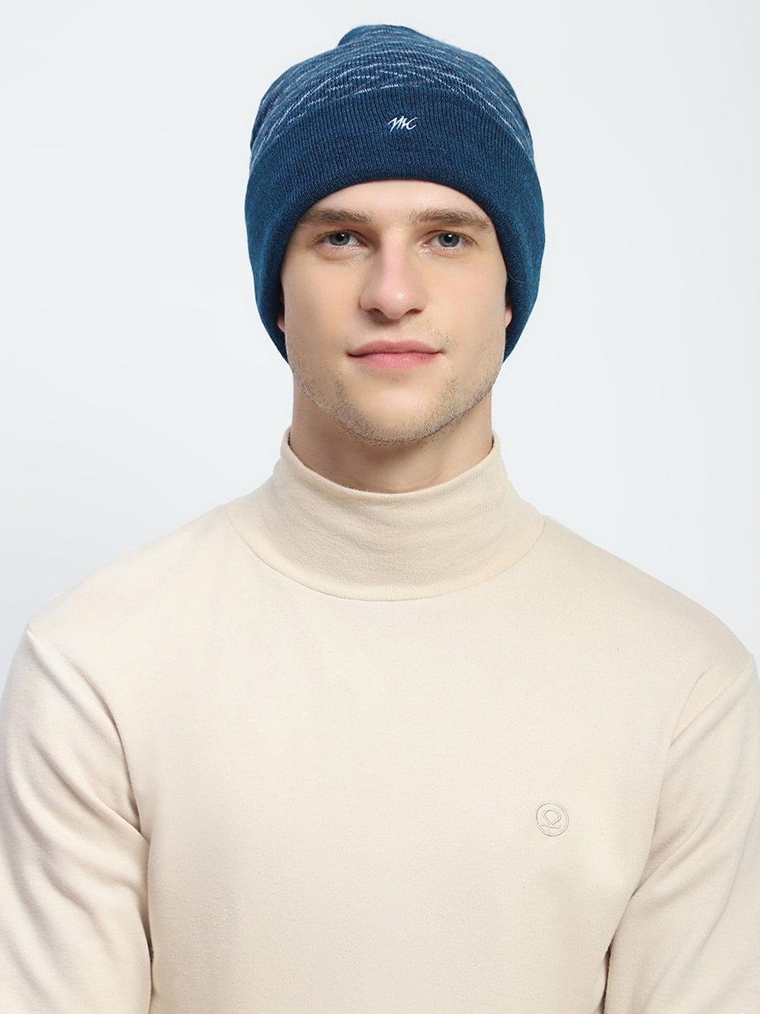 Men Blue Self Design Cap