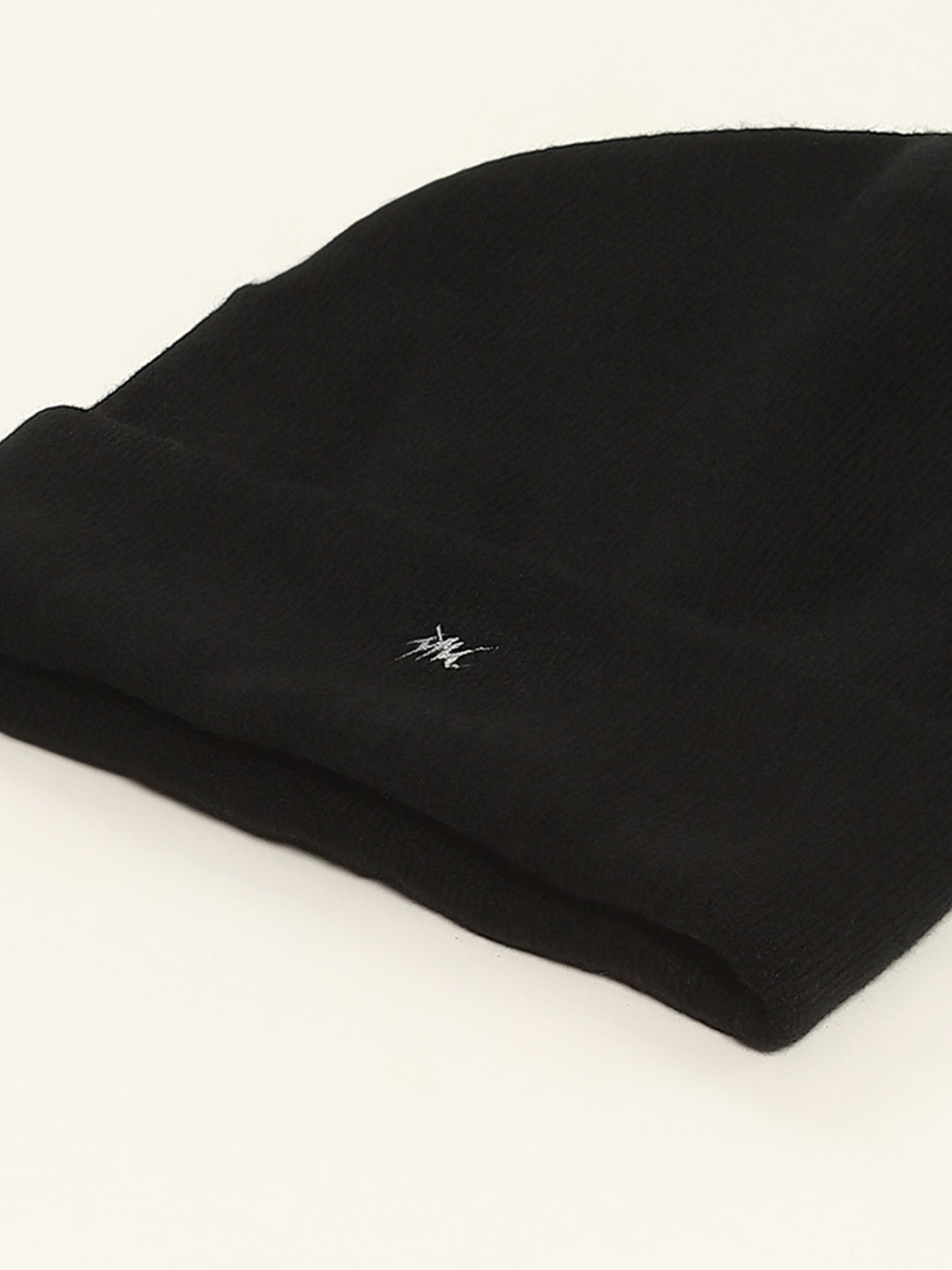 Men Black Self Design Cap