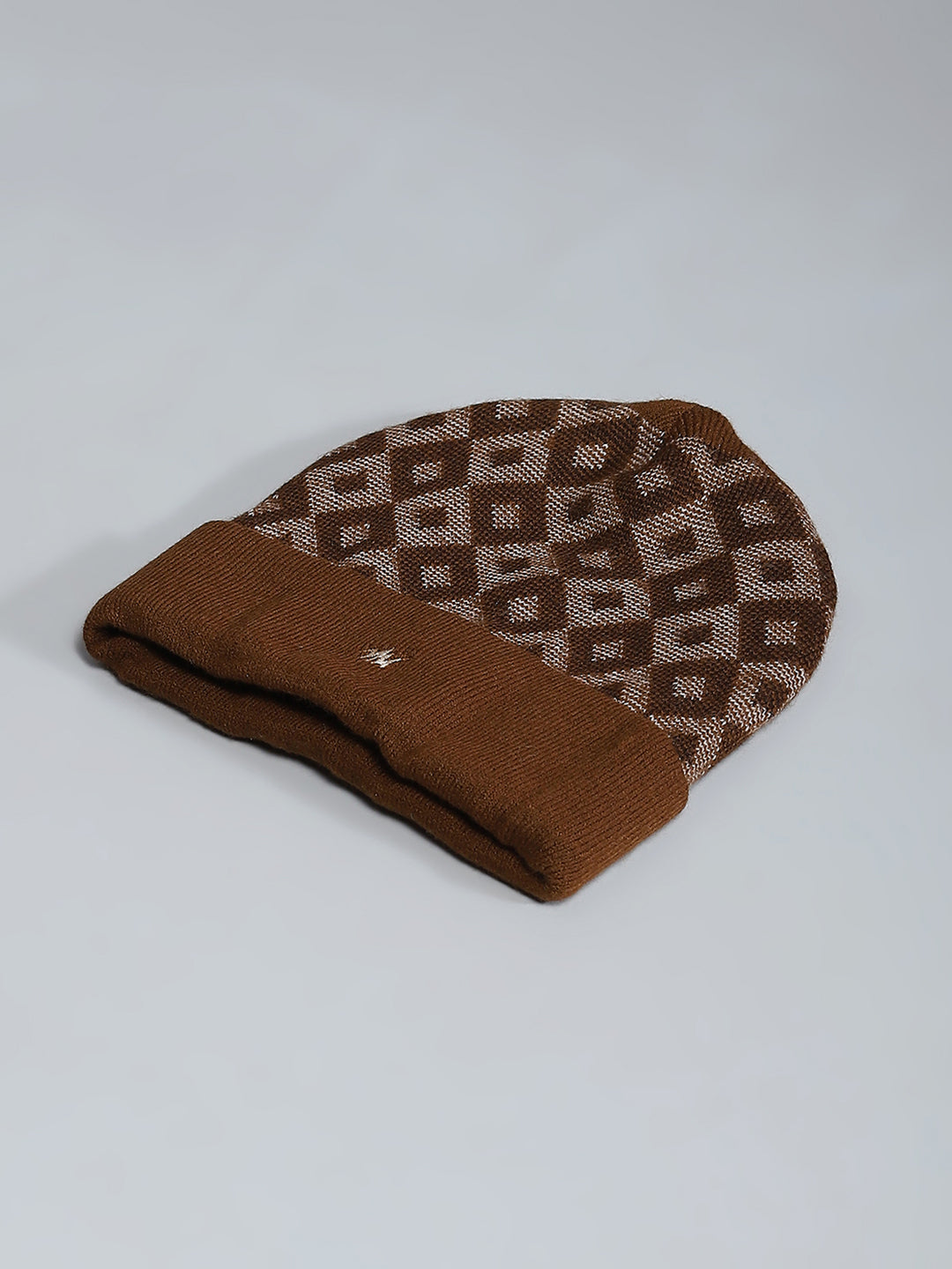 Men Brown Self Design Cap