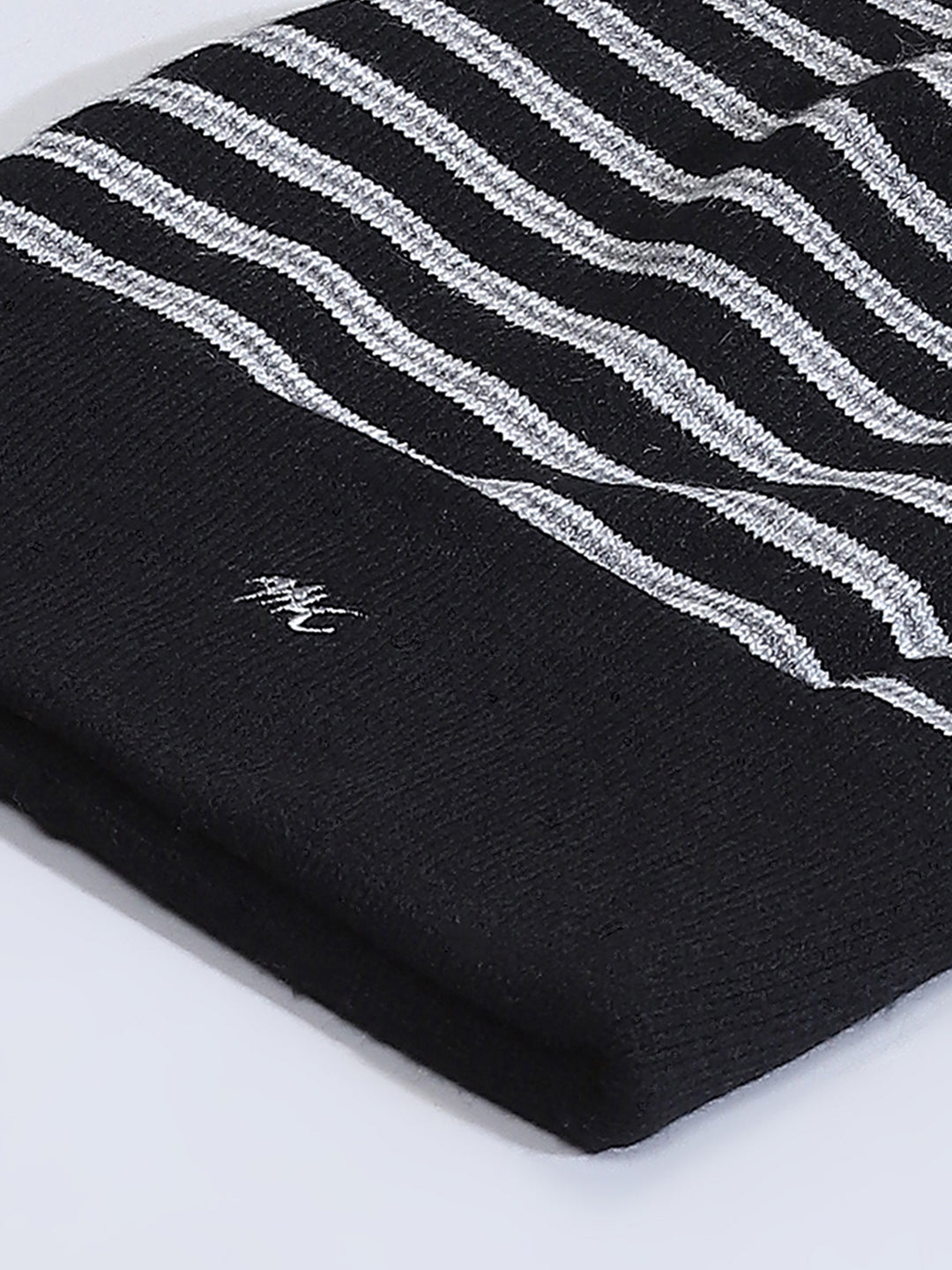 Men Black Self Design Cap