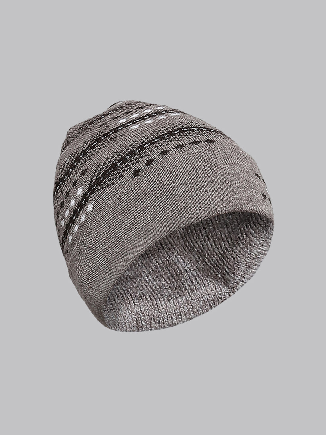 Men Brown Self Design Cap