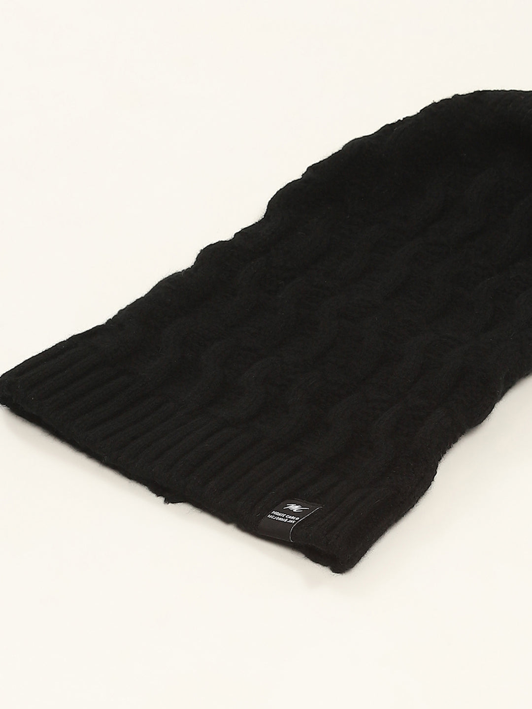 Men Black Self Design Cap