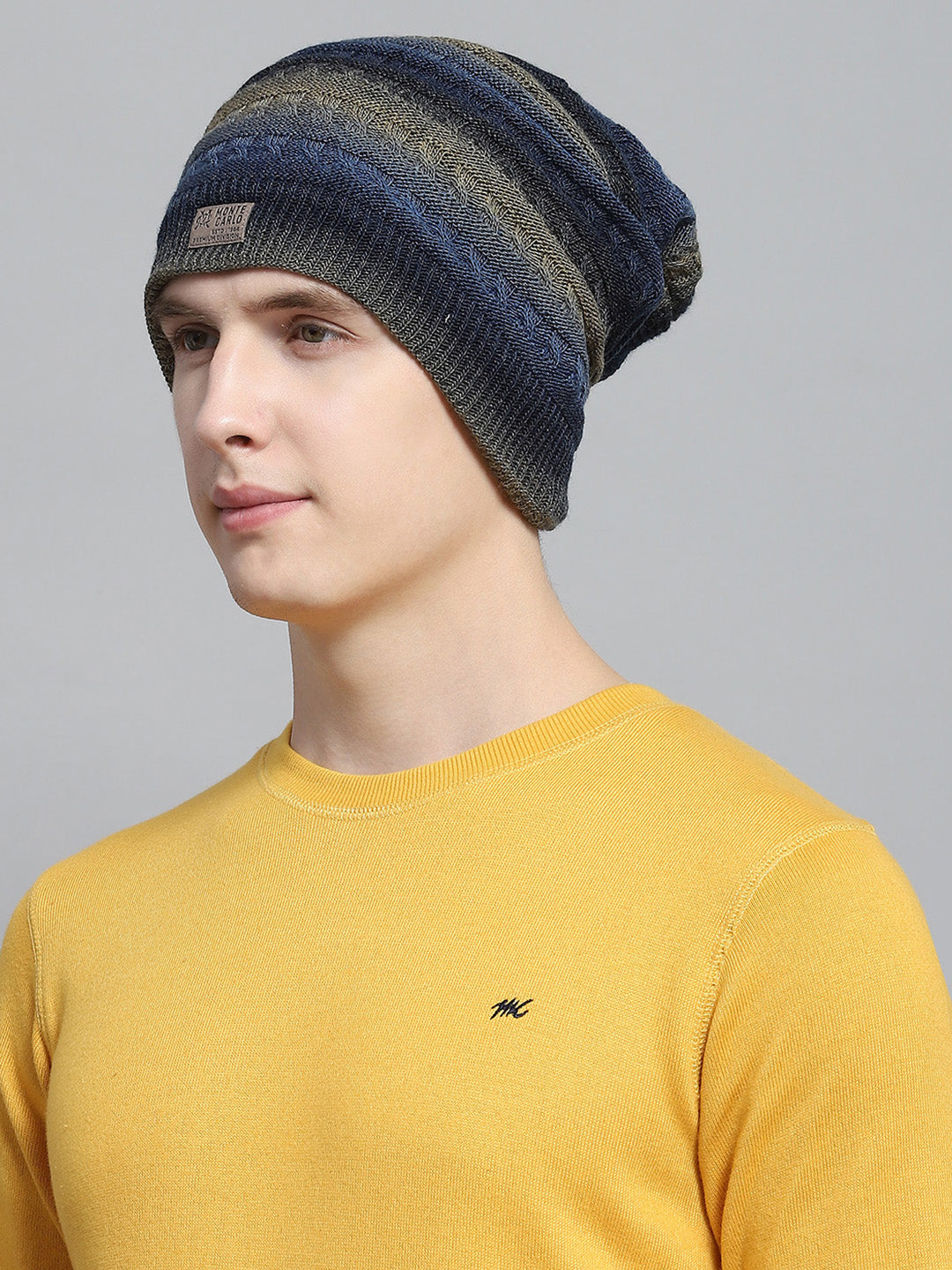 Men Blue Self Design Cap