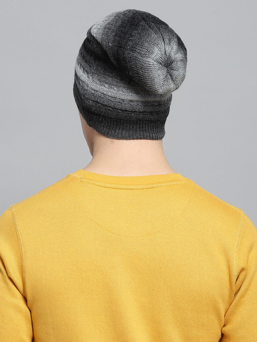 Men Black Self Design Cap