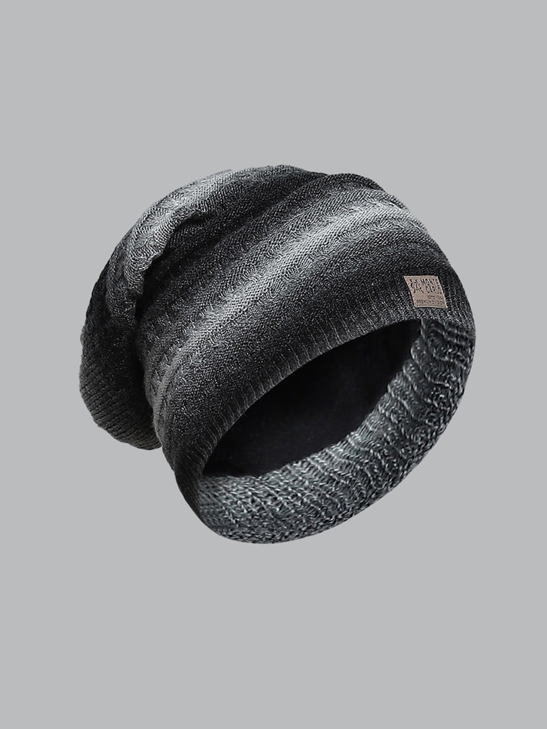 Men Black Self Design Cap