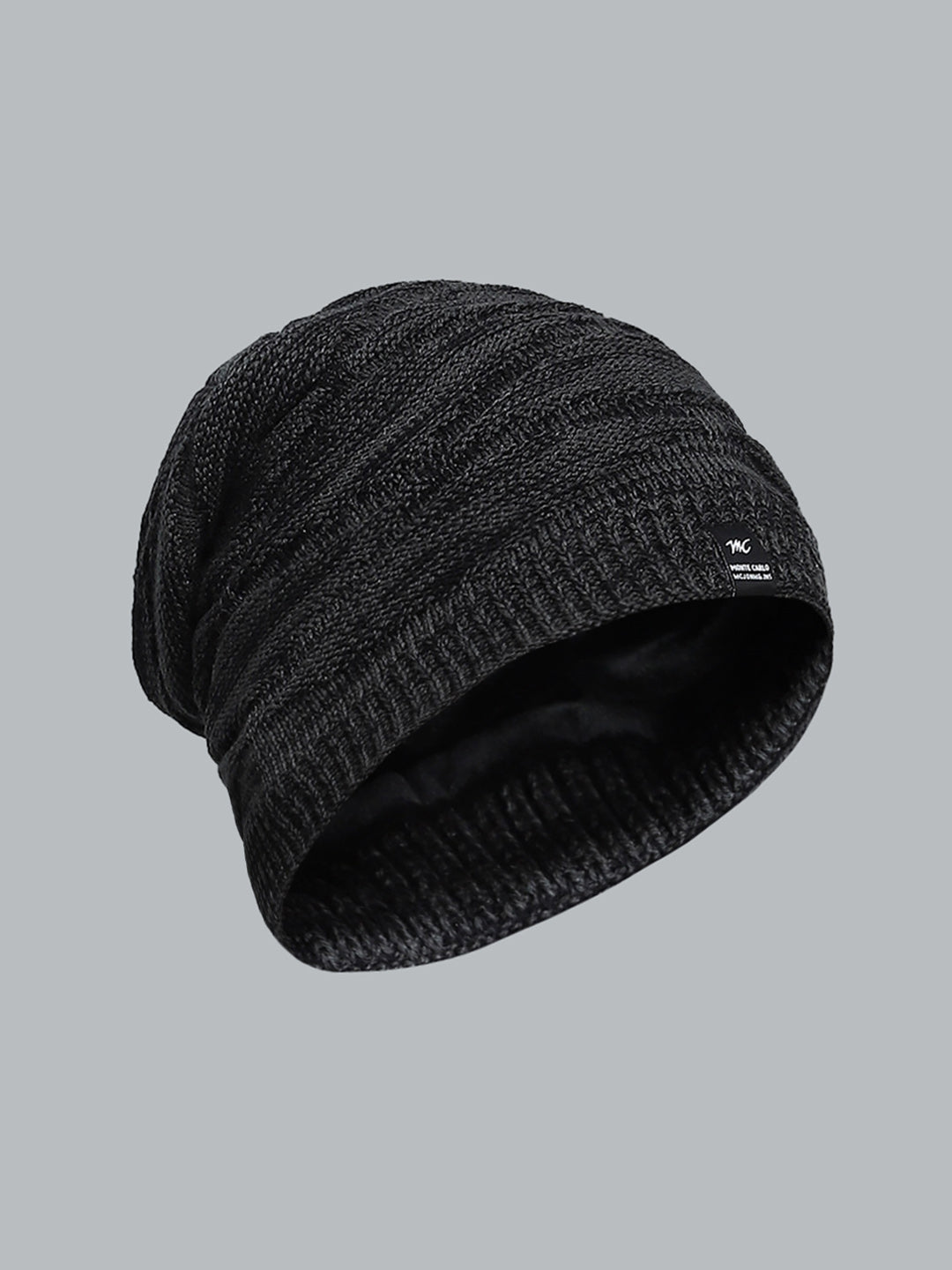 Men Black Self Design Cap
