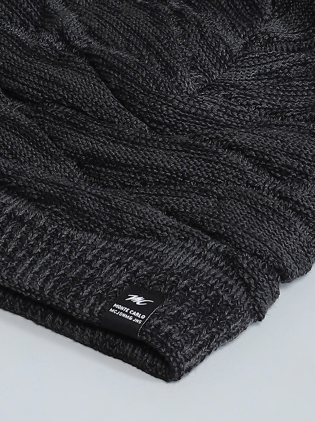 Men Black Self Design Cap