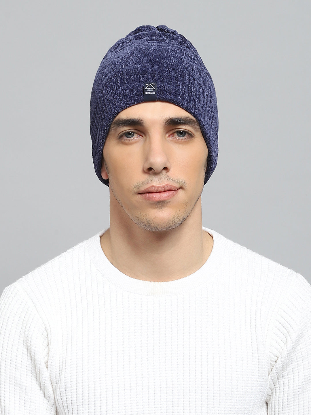 Men Navy Blue Solid Cap