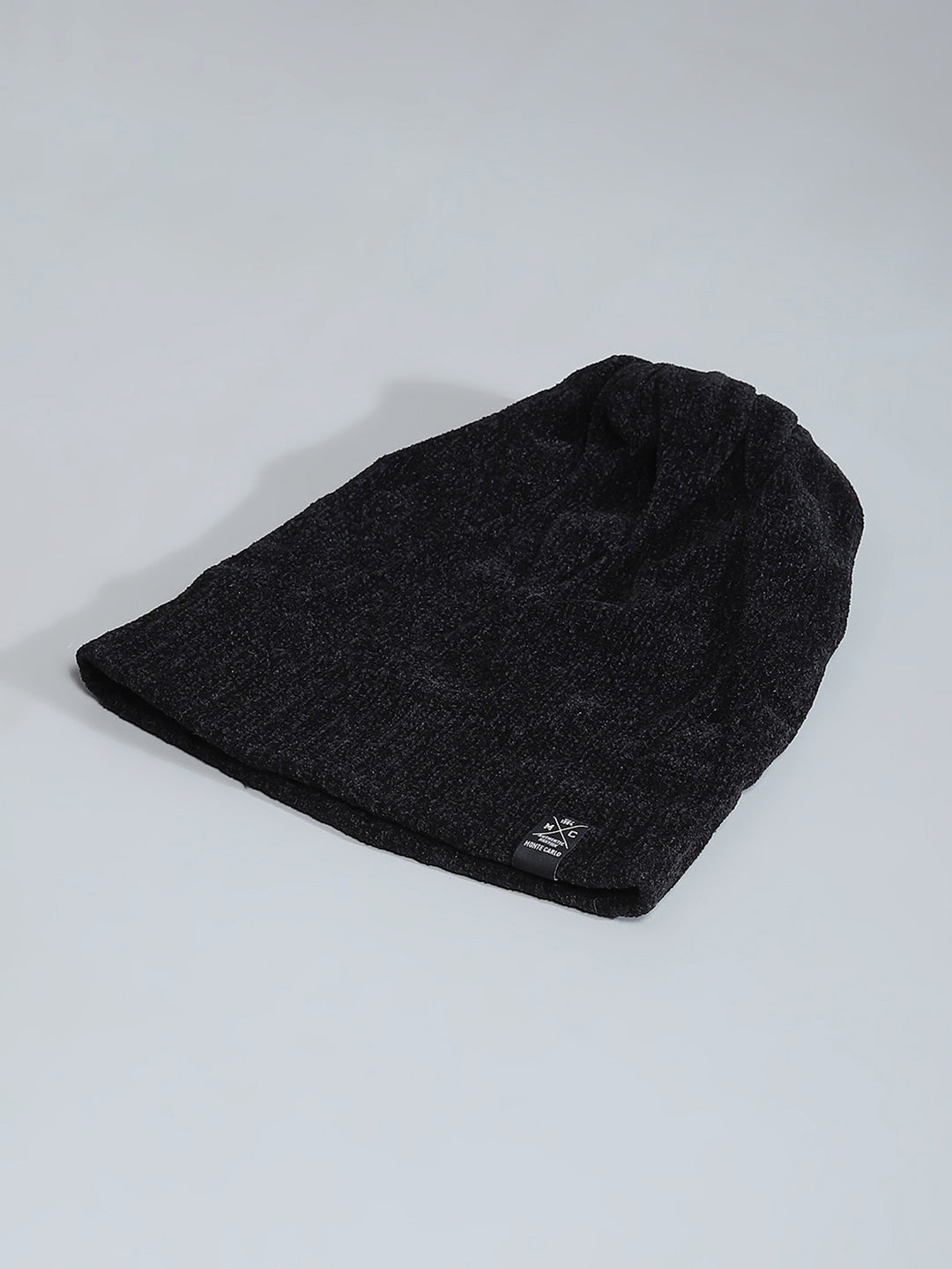 Men Black Self Design Cap